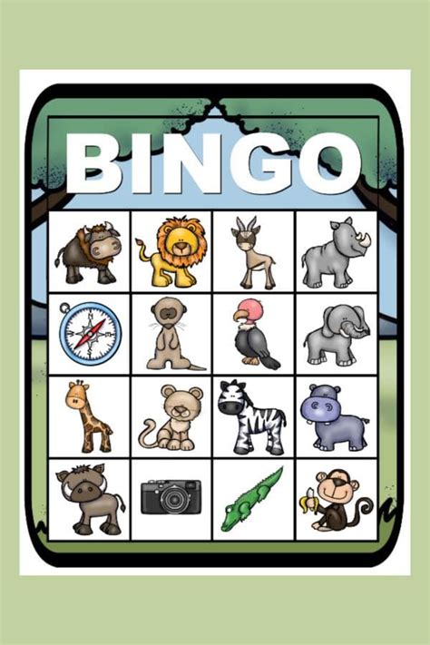 Safari Bingo Printable